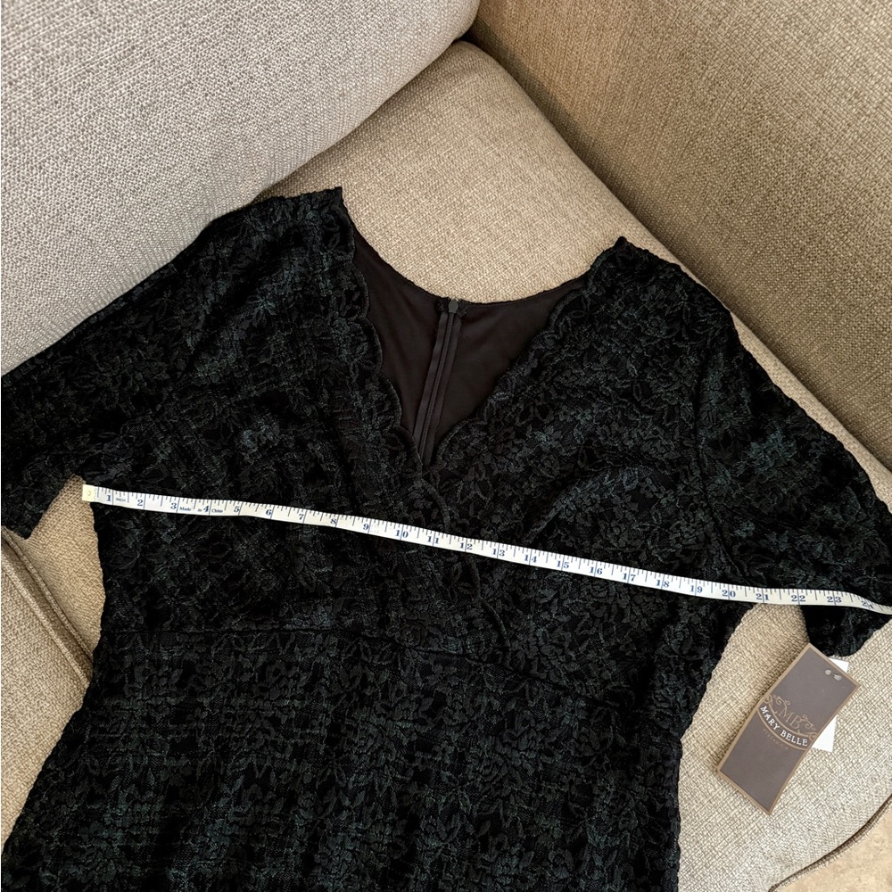 Elegant Mary Belle Emerald Green and Black Lace Dress
